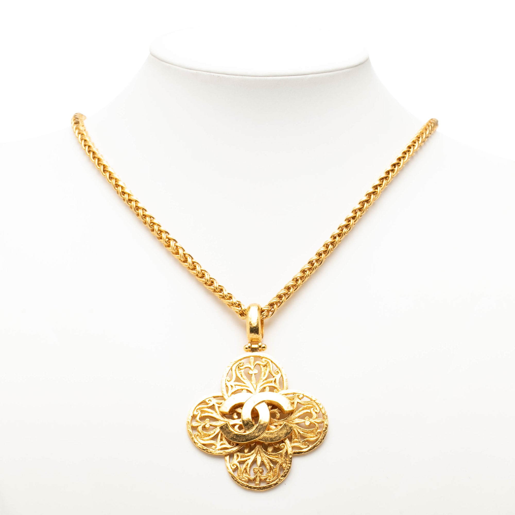 CC Gold Plated Clover Pendant Necklace - Image 6