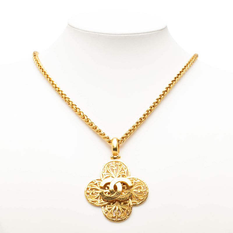 CC Gold Plated Clover Pendant Necklace - Image 6