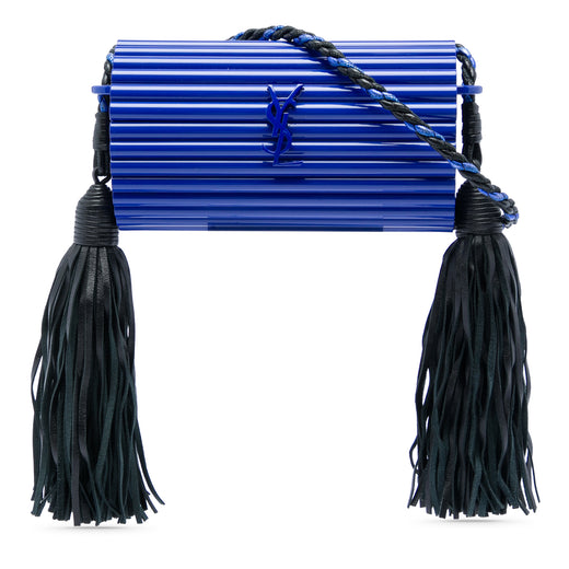 Ribbed Acrylic and Lambskin Fringe Monogram Opium Box Bag - Image 1