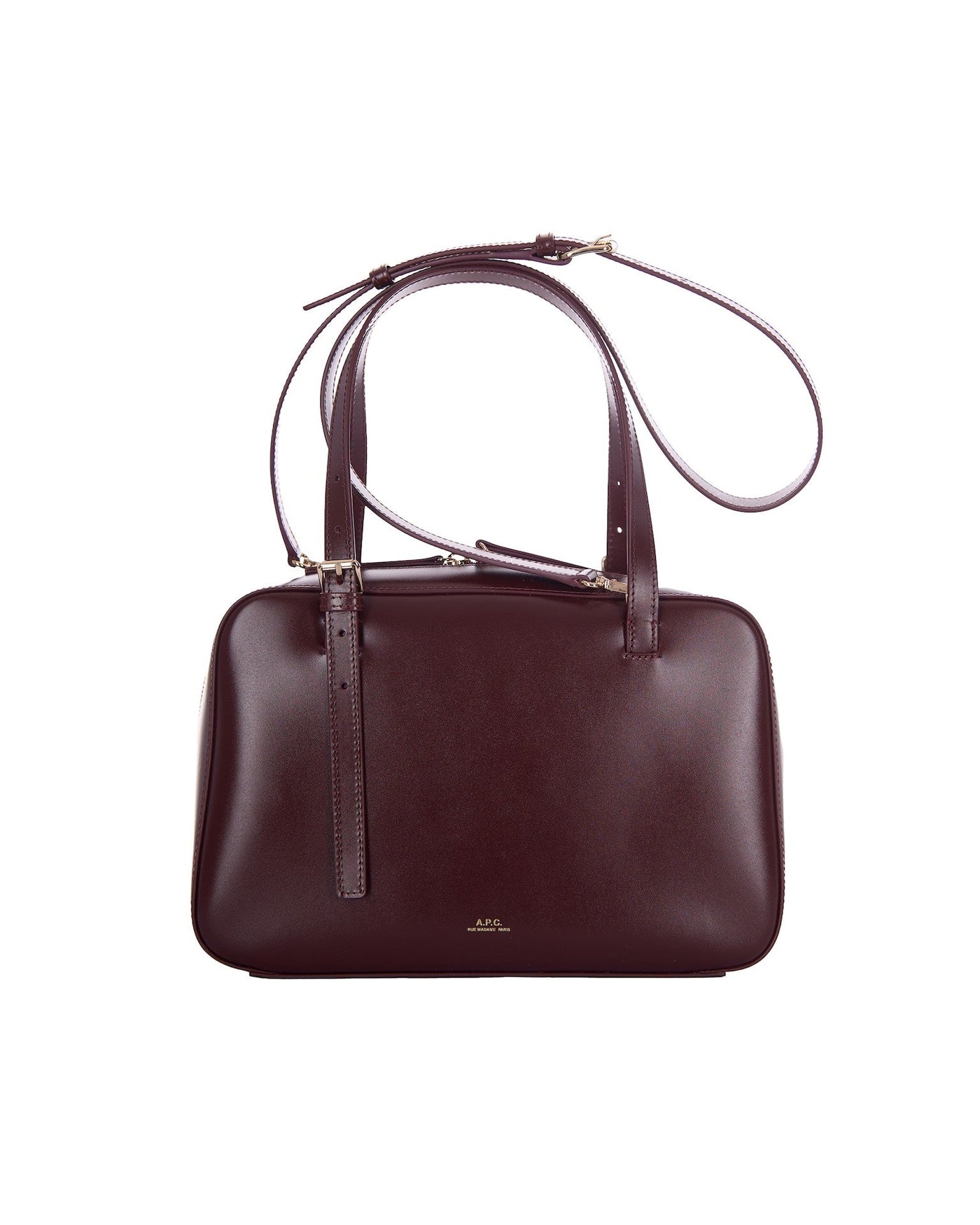 A.p.c. Virginie Box Shoulder Bag — Burgundy Cowhide Leather
