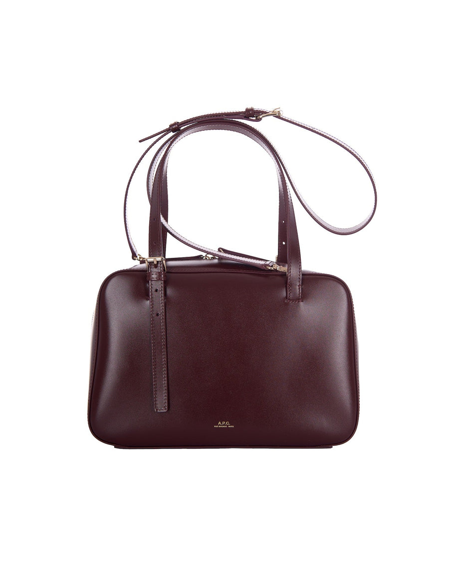 A.p.c. Virginie Box Shoulder Bag — Burgundy Cowhide Leather