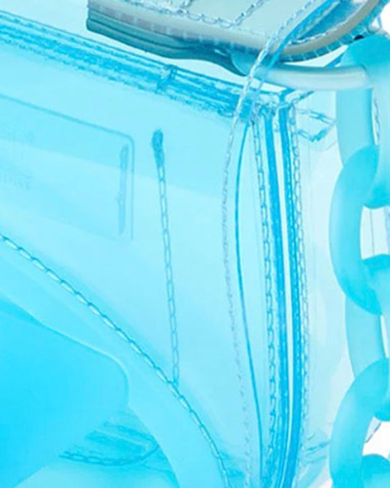 Diesel Transparent Tpu With Resin Chain Shoulder Bag — Blue Thermoplastic Polyurethane