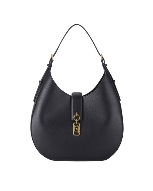 Elisabetta Franchi Rounded Leather-Effect Hobo Bag — Black Polyester