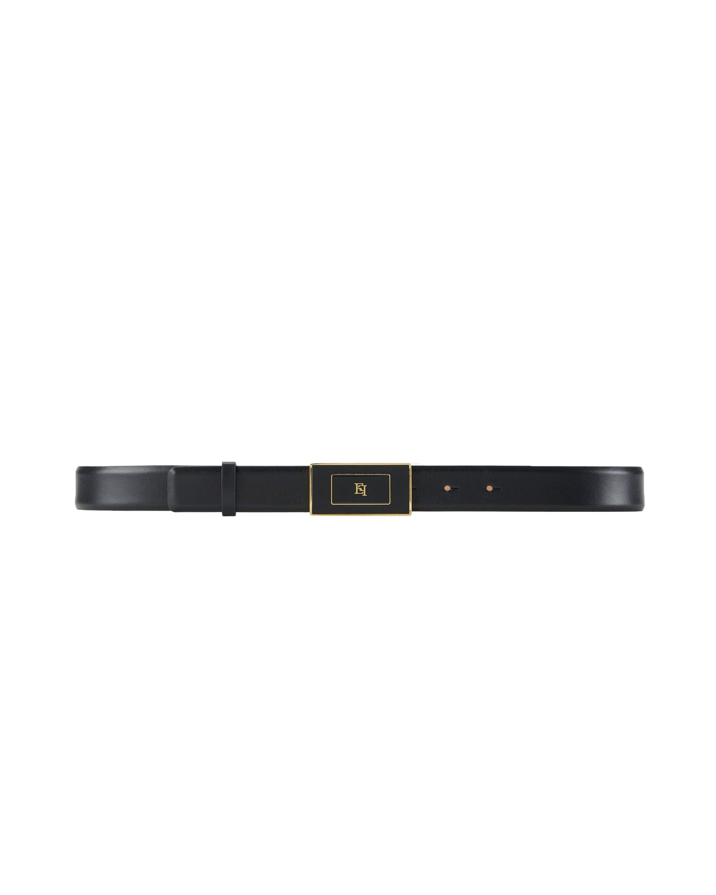 Elisabetta Franchi Logo-Embossed Leather Belt — Black