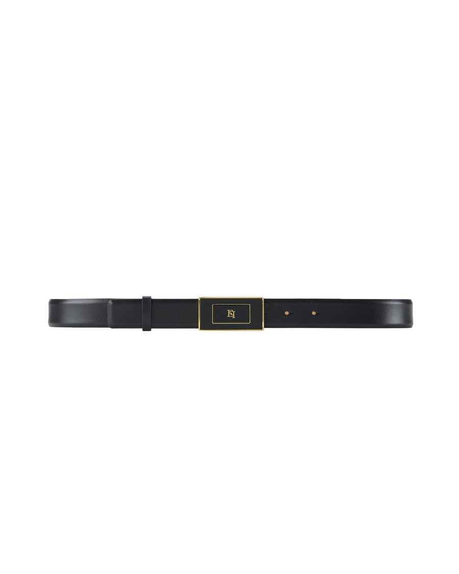 Elisabetta Franchi Logo-Embossed Leather Belt — Black
