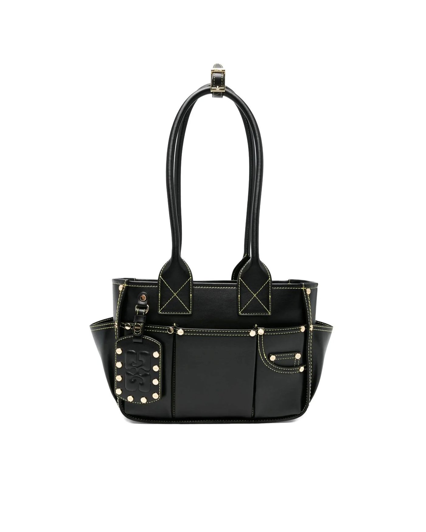 Ganni Posy Shoulder Bag — Black Recycled Leather