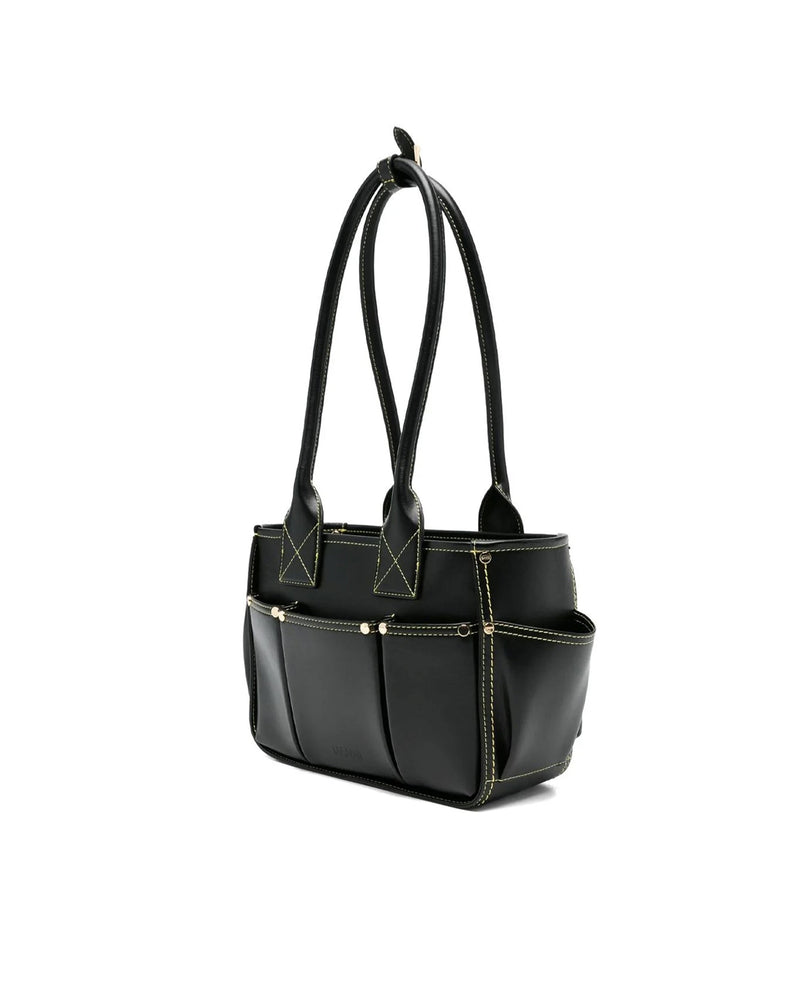 Ganni Posy Shoulder Bag — Black Recycled Leather