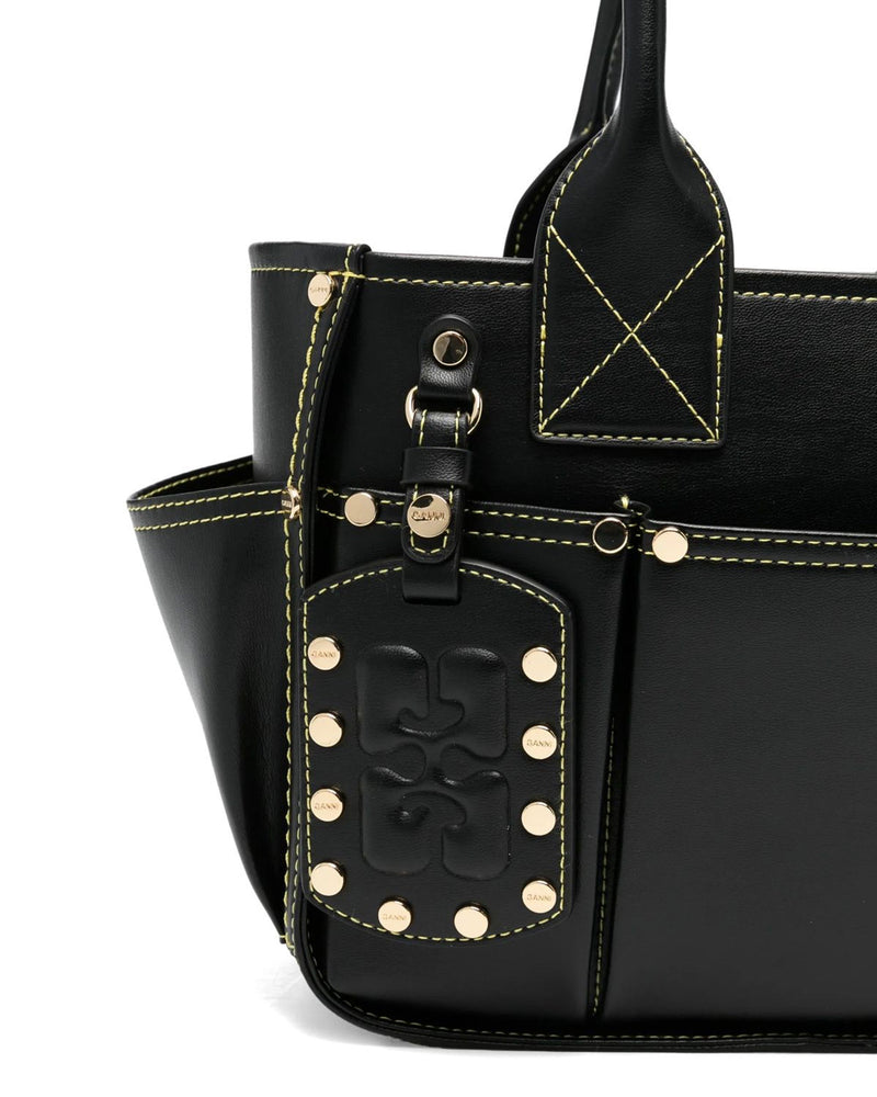 Ganni Posy Shoulder Bag — Black Recycled Leather