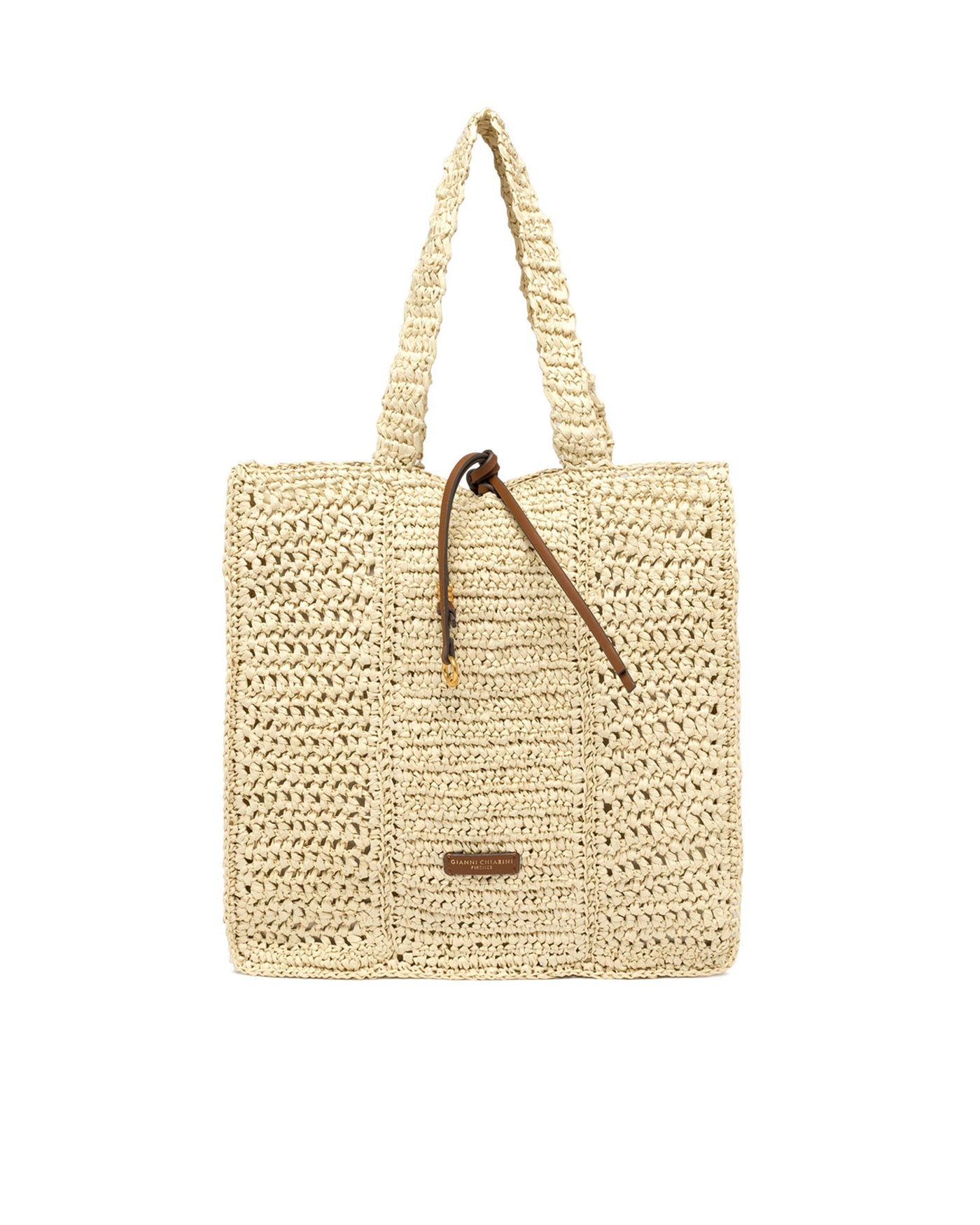 Gianni Chiarini Nefeli Shoulder Bag — Beige Paper Straw