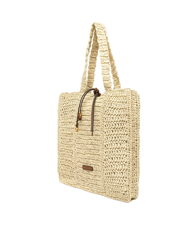 Gianni Chiarini Nefeli Shoulder Bag — Beige Paper Straw