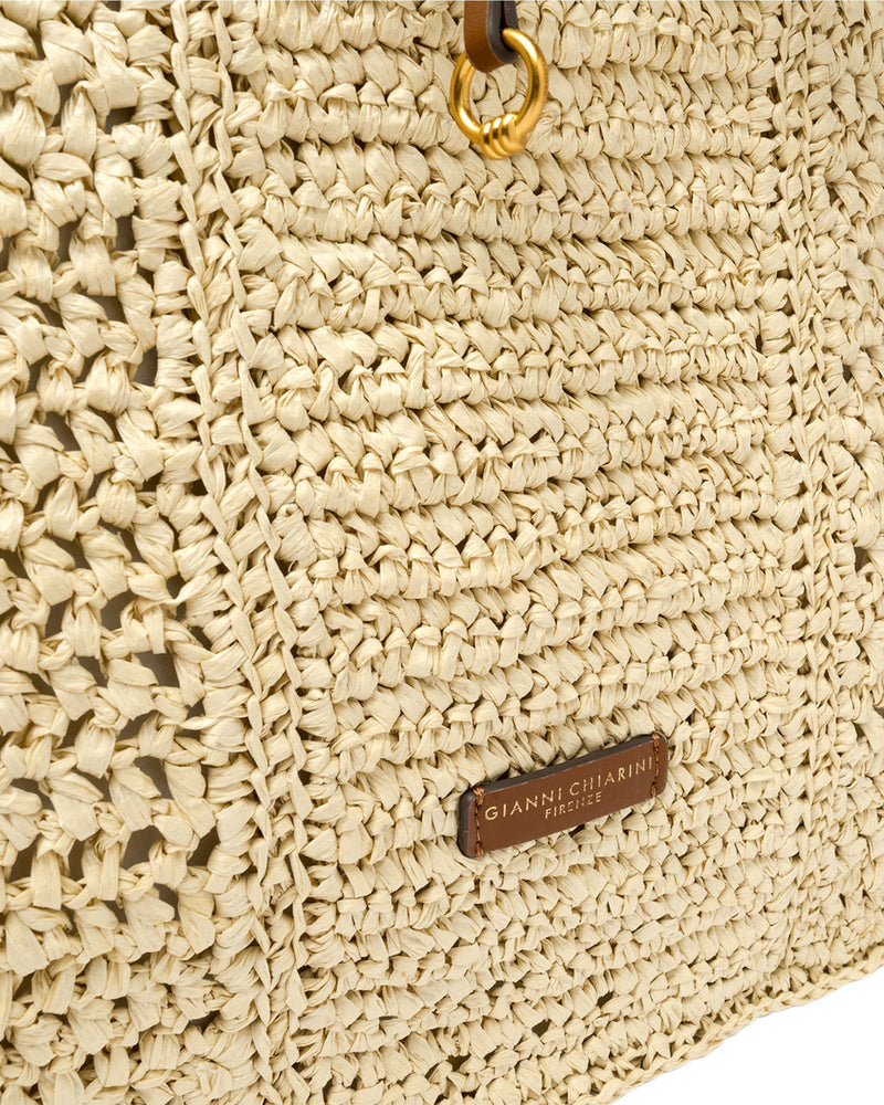 Gianni Chiarini Nefeli Shoulder Bag — Beige Paper Straw