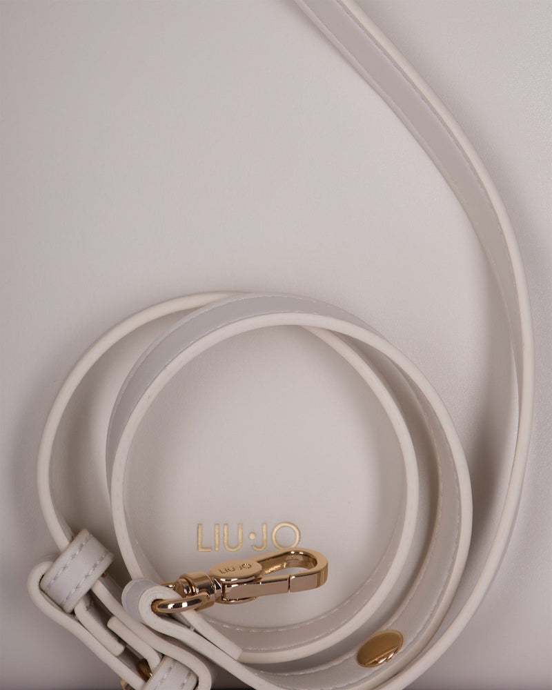 Liu Jo Braided Chain Eco-Leather Shoulder Bag — Cream Polyurethane