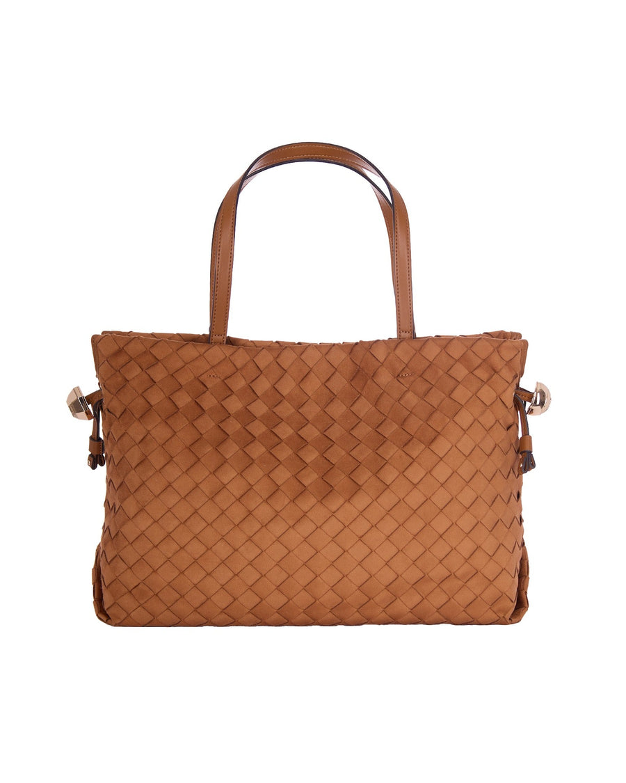 Liu Jo Woven Diamond-Quilted Shoulder Bag — Brown Polyester