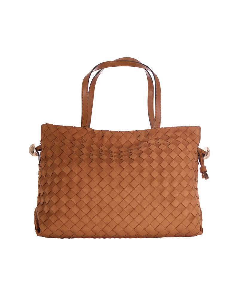 Liu Jo Woven Diamond-Quilted Shoulder Bag — Brown Polyester