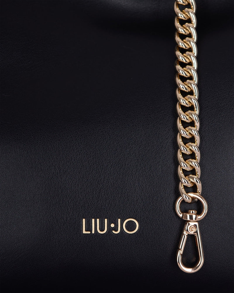Liu Jo Eco-Leather With Woven Chain Strap Shoulder Bag — Black Polyurethane