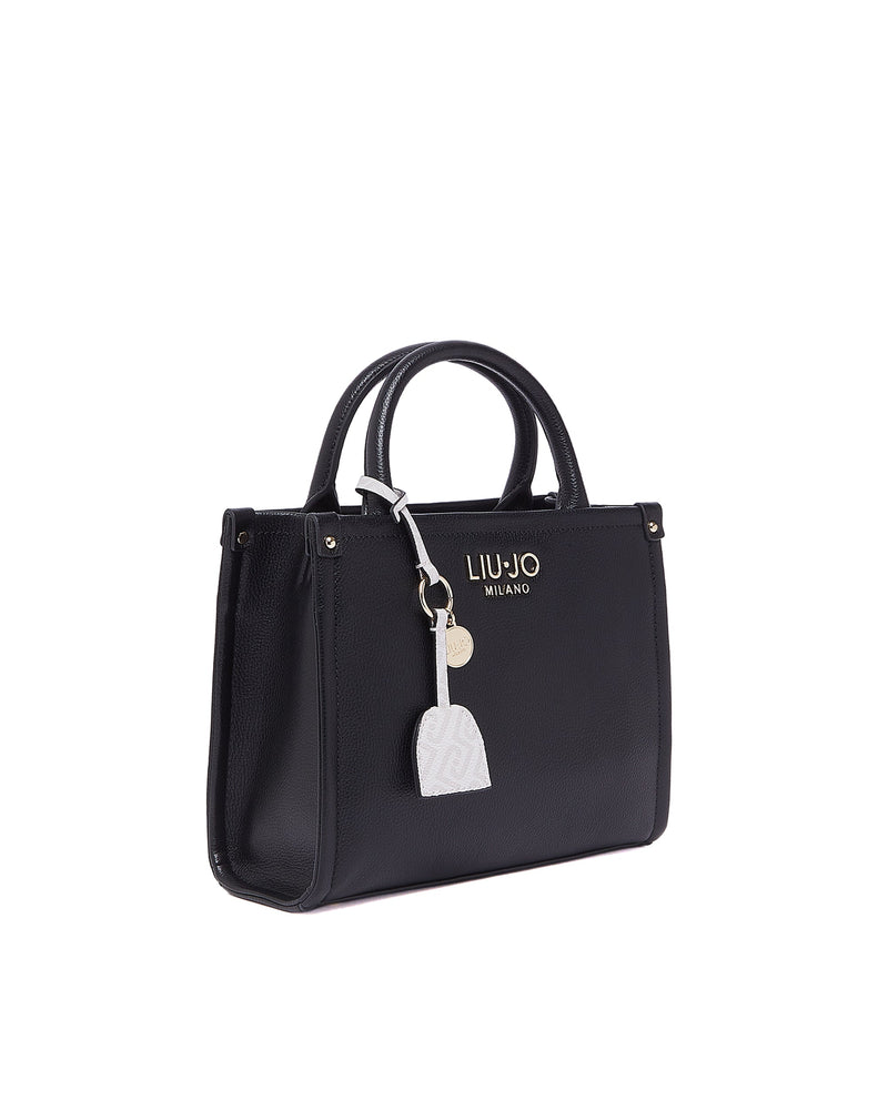 Liu Jo Pebbled Eco-Leather Top Handle Bag — Black Polyurethane (pu)