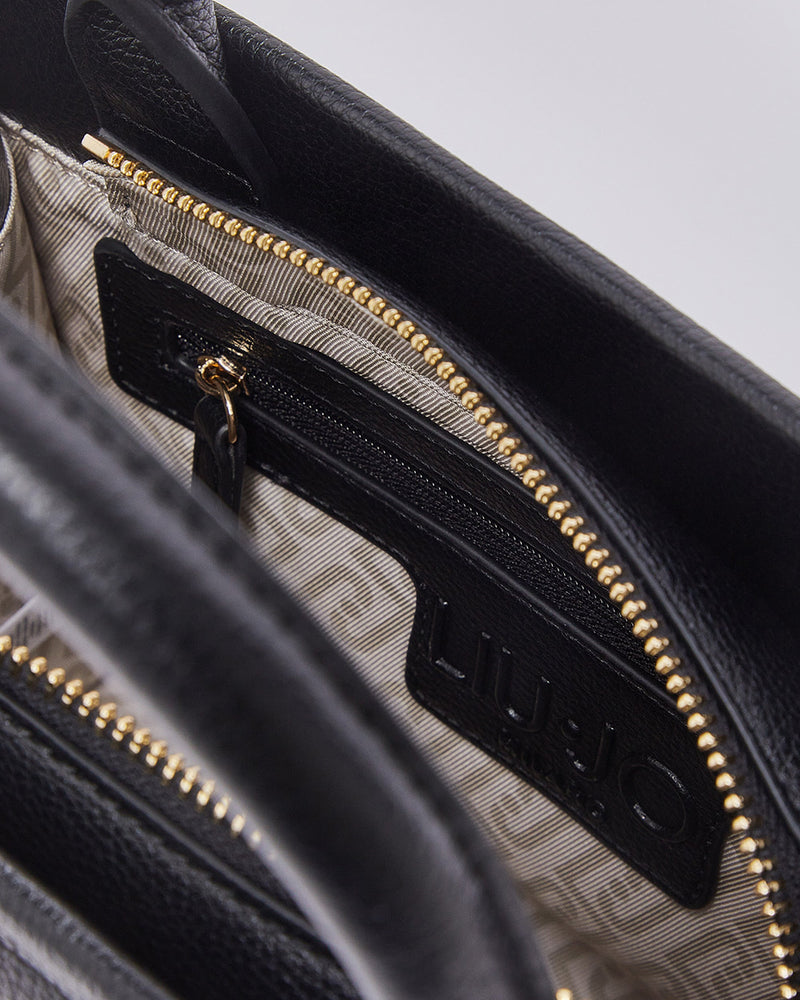 Liu Jo Pebbled Eco-Leather Top Handle Bag — Black Polyurethane (pu)
