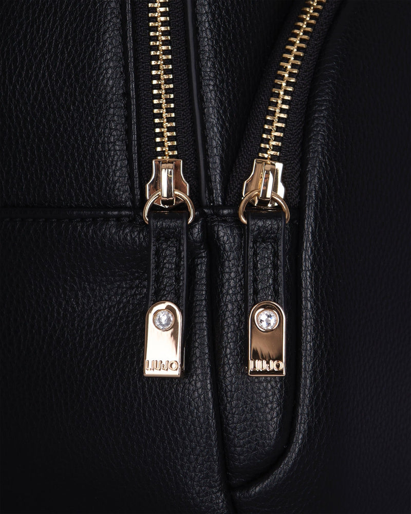 Liu Jo Pebbled Eco-Leather Backpack — Black Polyurethane