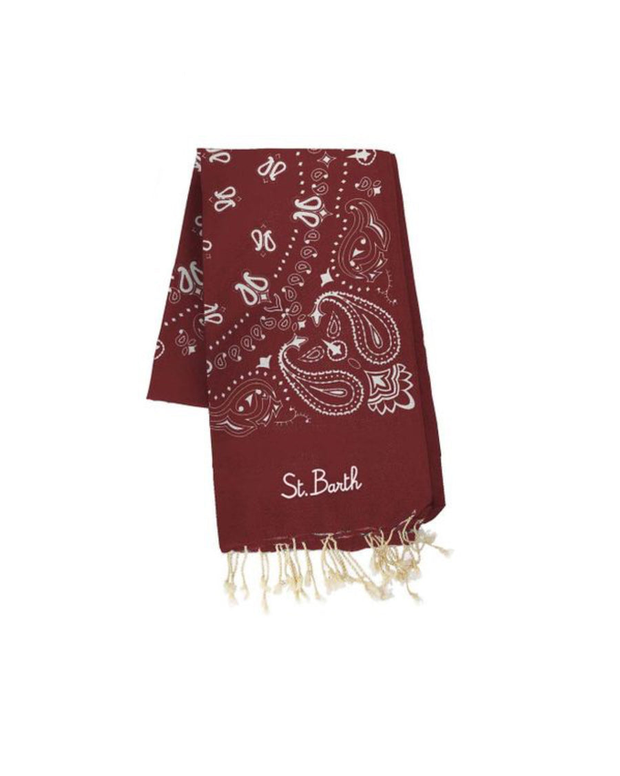 Mc2 Saint Barth Bandana-Patterned Jacquard Cotton Scarf — Red Scarfs