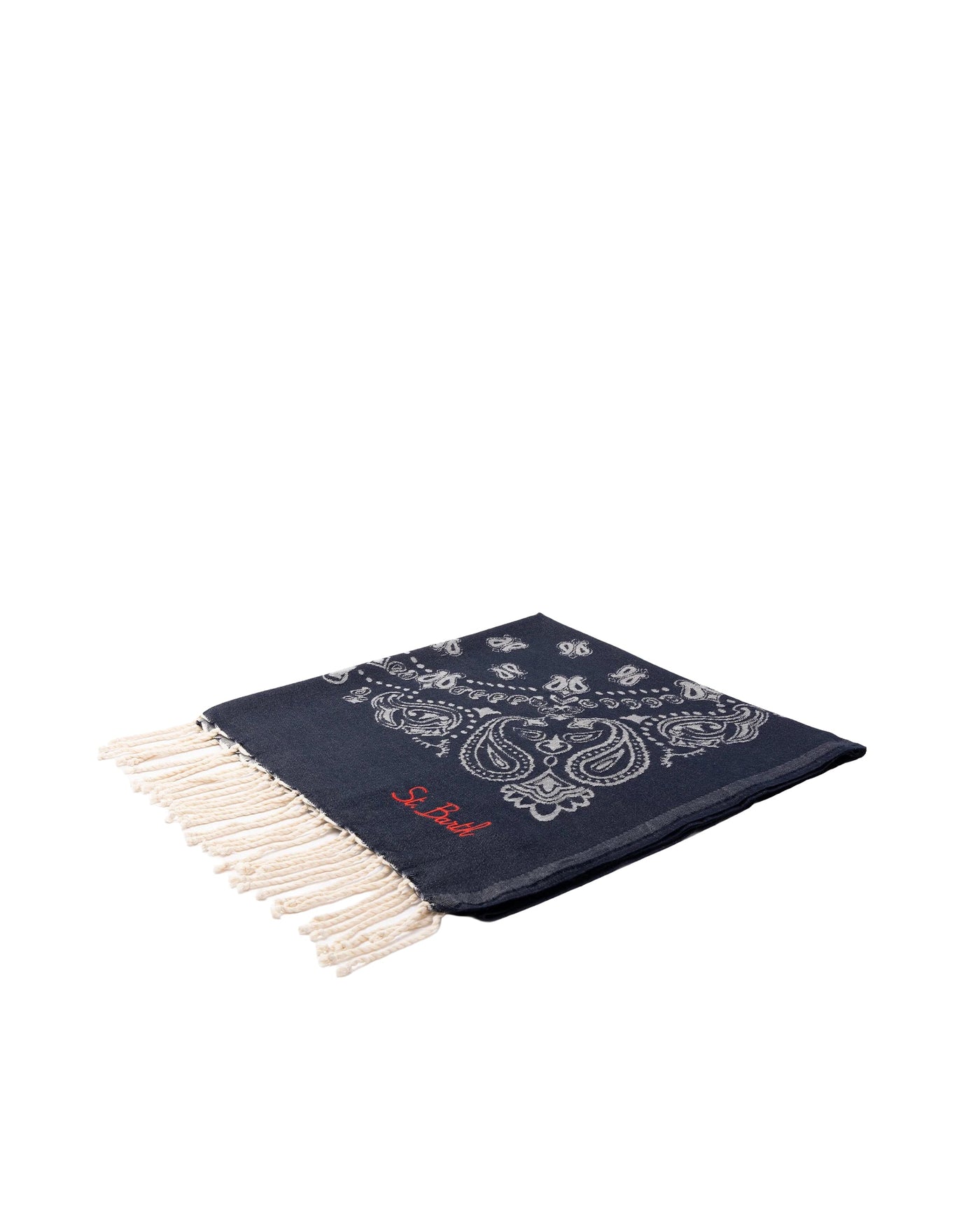 Mc2 Saint Barth Bandana-Patterned Cotton Fouta Scarf — Blue Scarfs