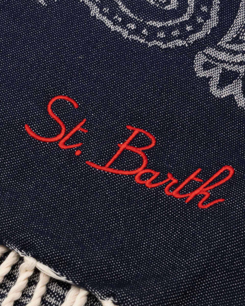 Mc2 Saint Barth Bandana-Patterned Cotton Fouta Scarf — Blue Scarfs