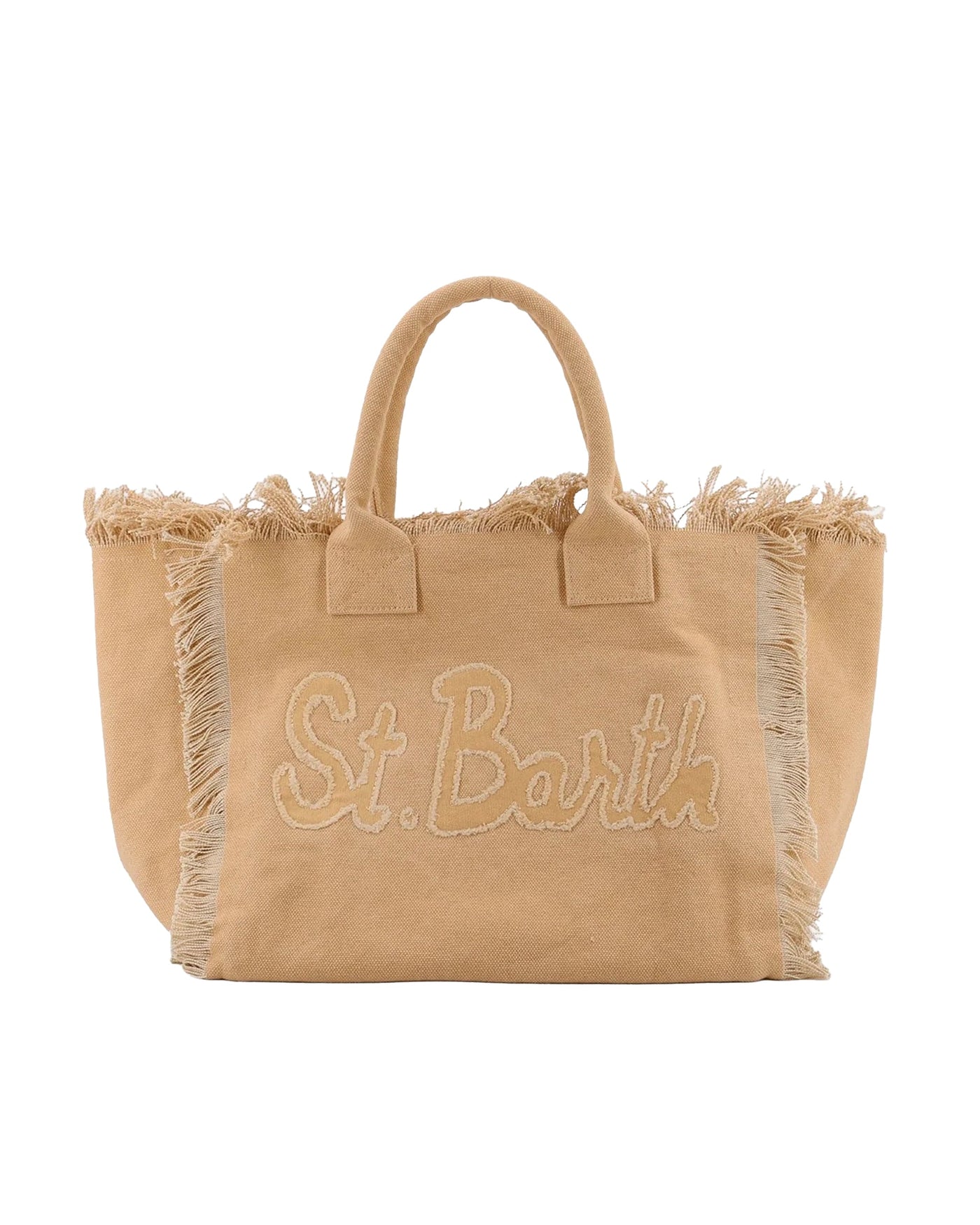 Mc2 Saint Barth Logo-Embroidered Cotton Canvas Shoulder Bag — Beige