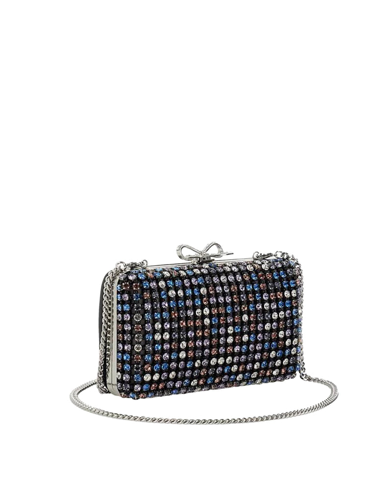 Self-Portrait Crystal-Embellished Clutch — Multicolor Outer: Polyester