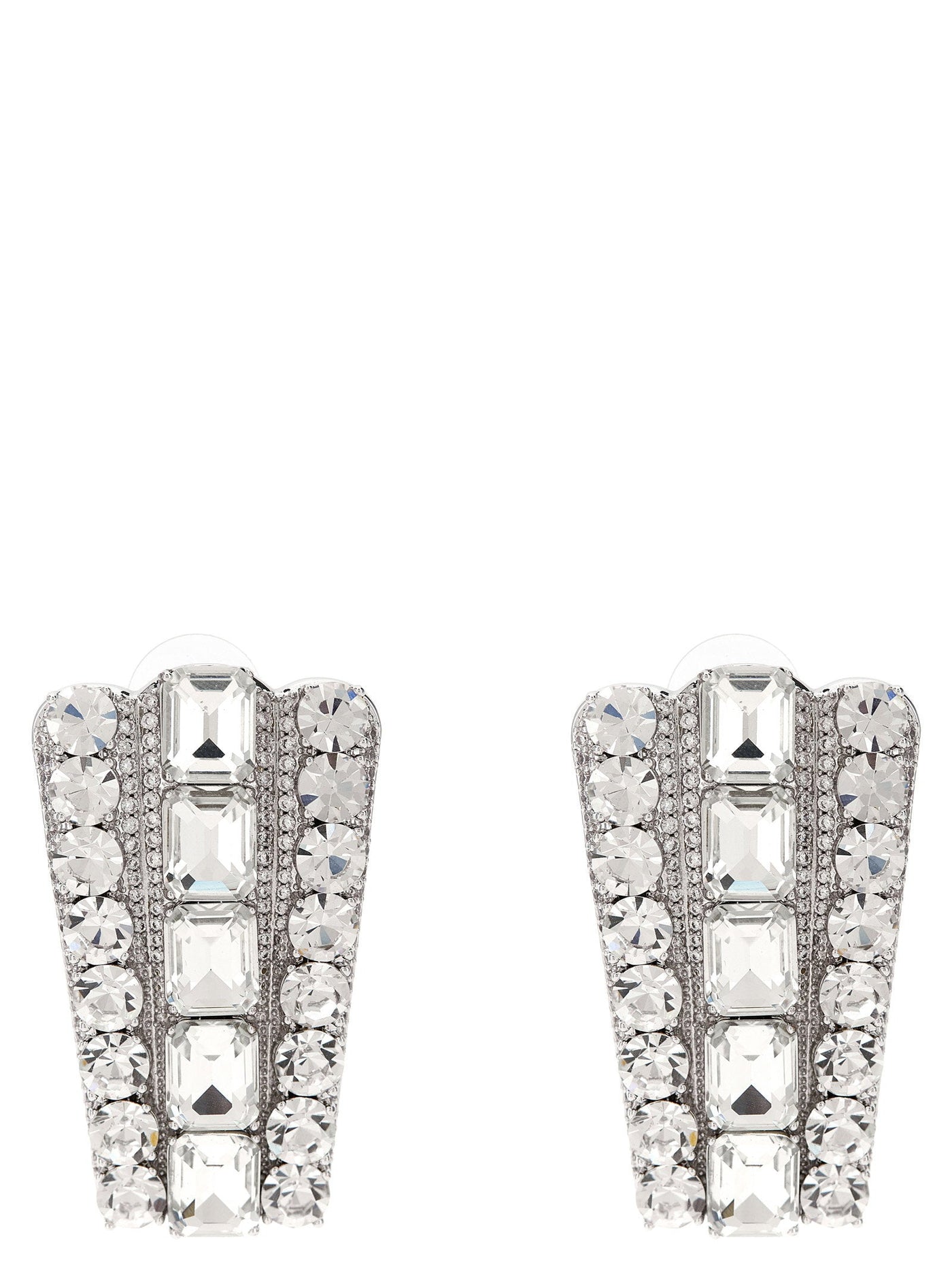 Self-Portrait Multi-Crystal Earrings — Silver Silver-plated Brass