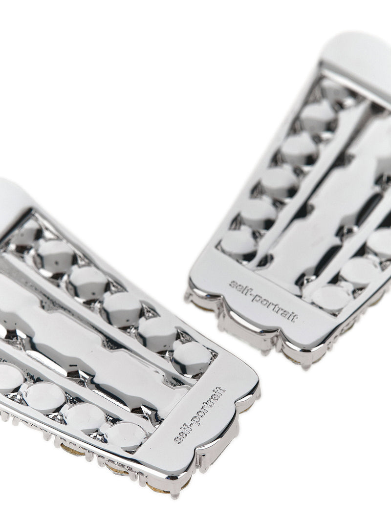 Self-Portrait Multi-Crystal Earrings — Silver Silver-plated Brass