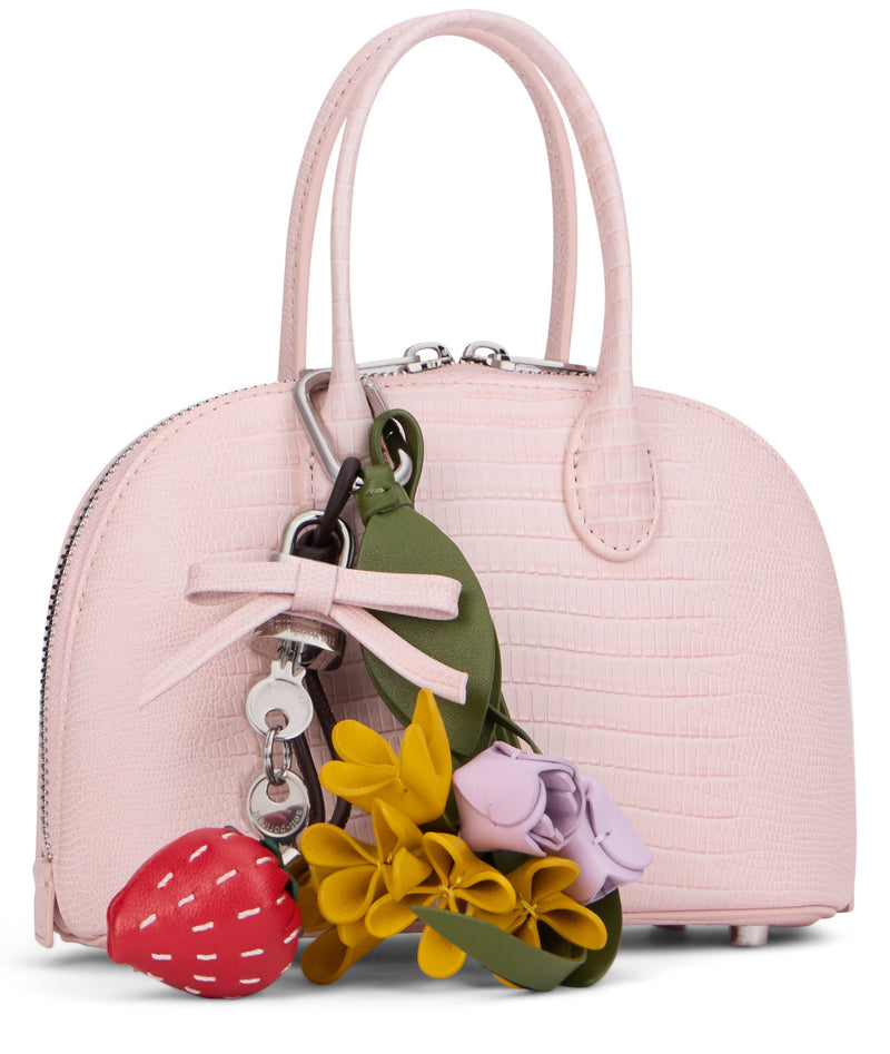 Self-Portrait Crocodile-Embossed Calfskin Top Handle Bag — Pink