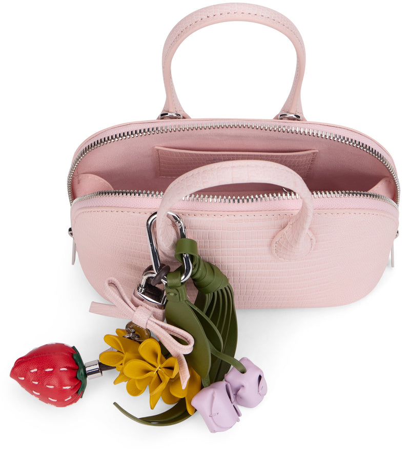 Self-Portrait Crocodile-Embossed Calfskin Top Handle Bag — Pink