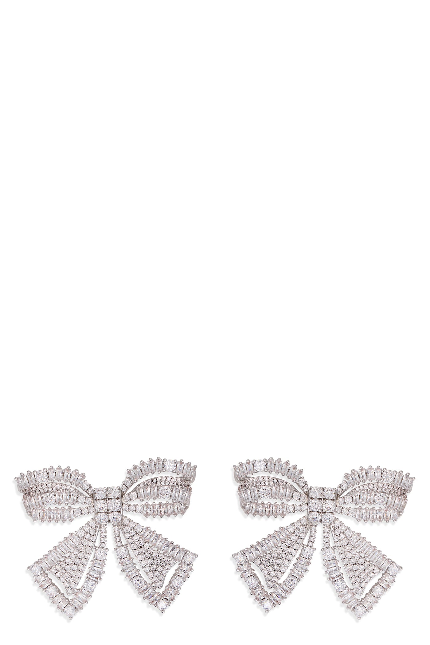 Self-Portrait Bow Crystal Earrings — Silver Brass