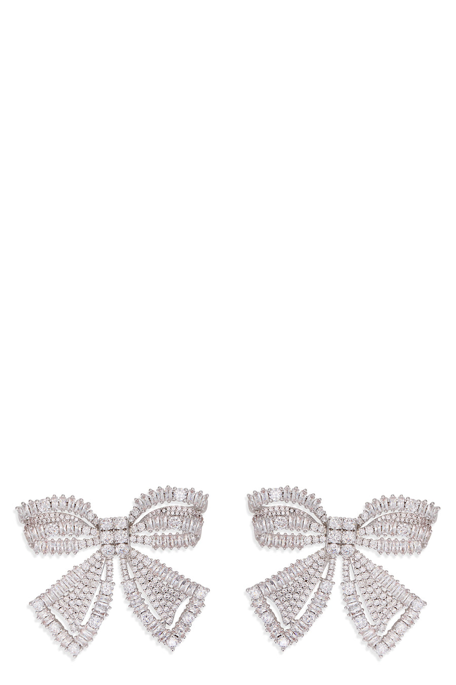 Self-Portrait Bow Crystal Earrings — Silver Brass