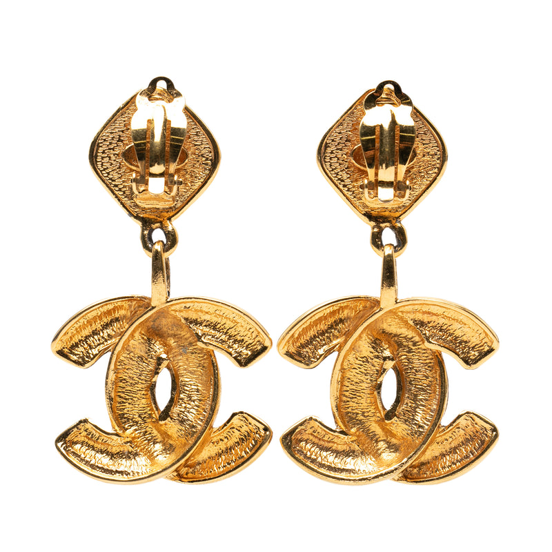 CC Gold Plated Quilted Rhombus Clip On Earrings - Image 2