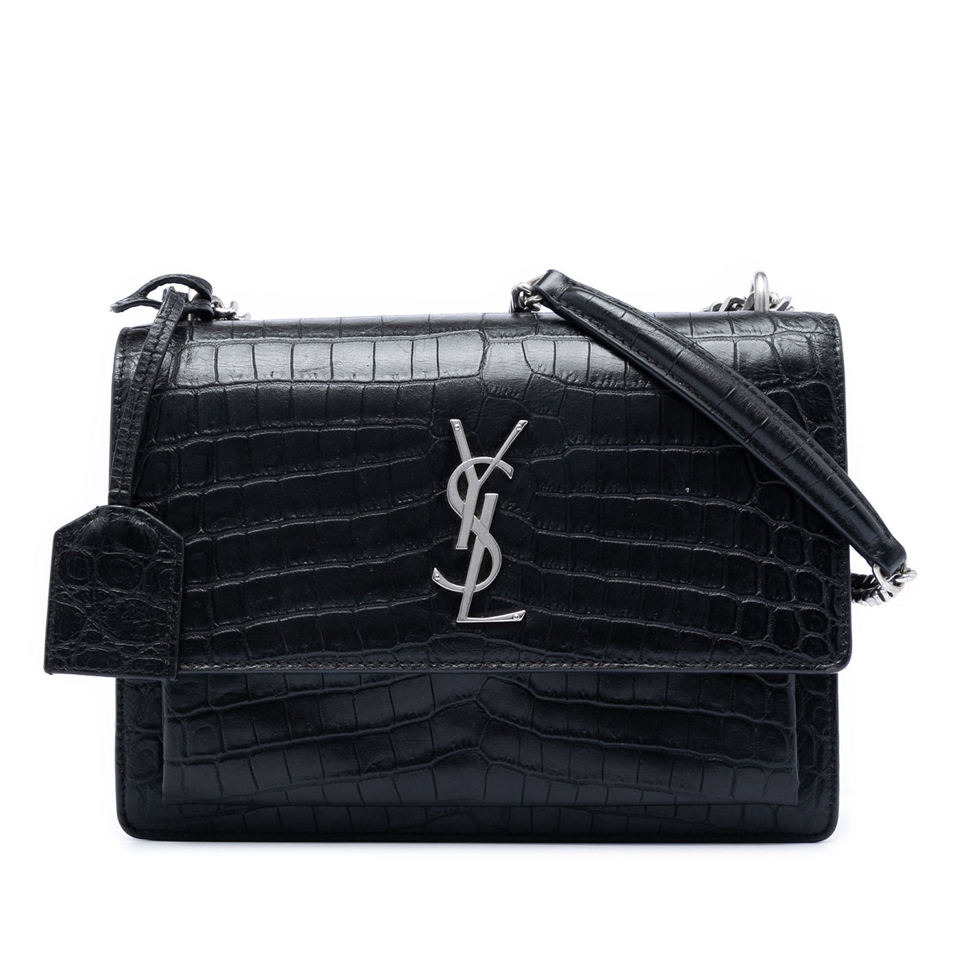 Medium Croc Embossed Leather Monogram Sunset Crossbody - Image 1