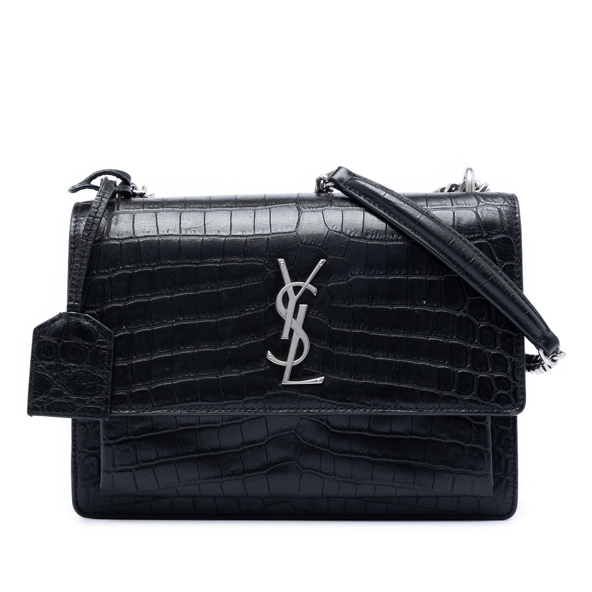 Medium Croc Embossed Leather Monogram Sunset Crossbody - Image 1
