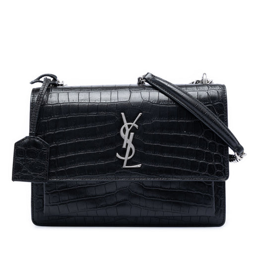 Medium Croc Embossed Leather Monogram Sunset Crossbody - Image 1
