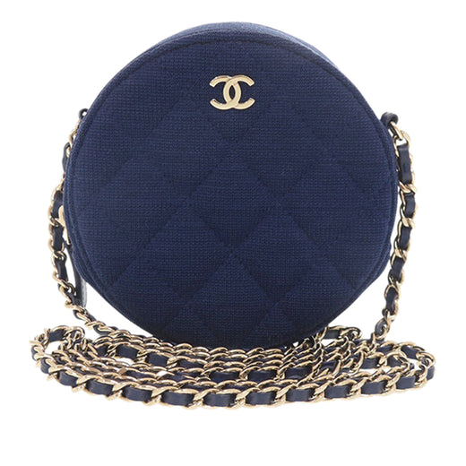 CC Quilted Jersey Round Clutch with Chain - Image 1