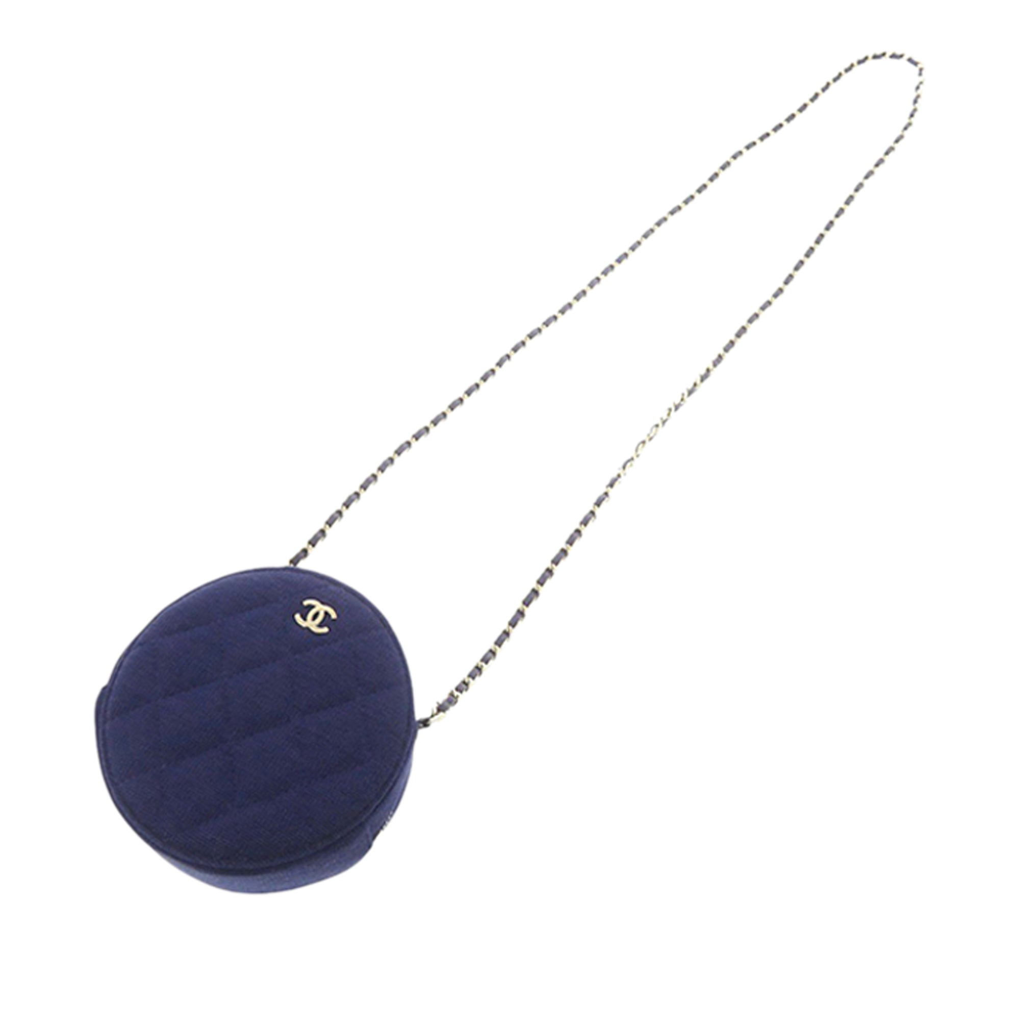 CC Quilted Jersey Round Clutch with Chain - Image 2
