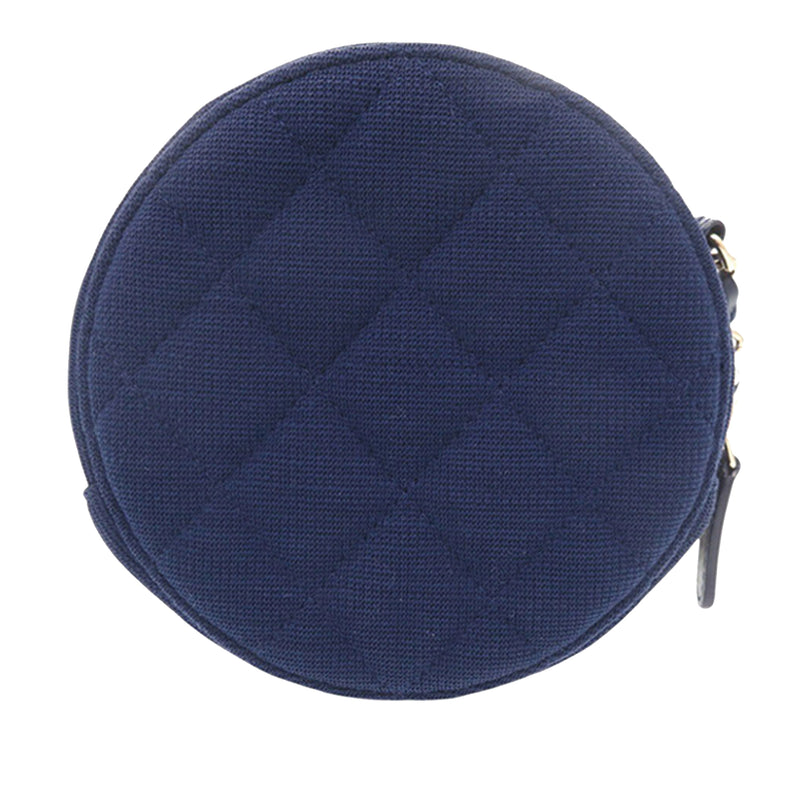 CC Quilted Jersey Round Clutch with Chain - Image 3