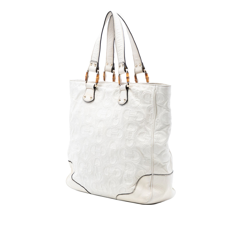 Leather Bamboo Horsebit Tote - Image 2