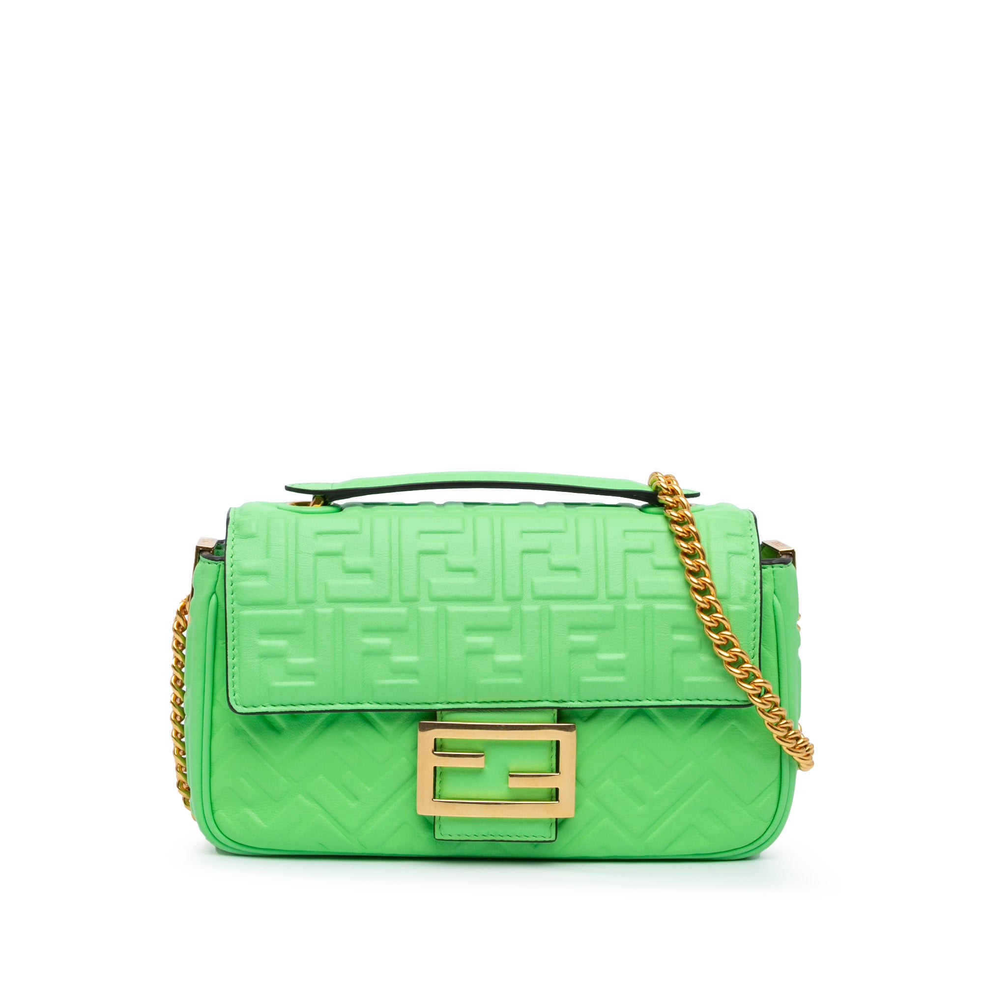 Zucca Embossed Leather Chain Midi Baguette - Image 1