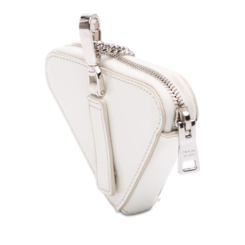 Mini Brushed Leather Triangle Chain Pouch - Image 2