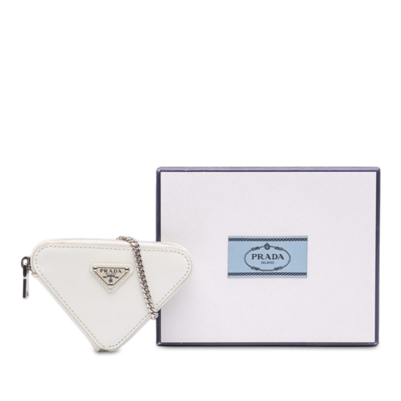 Mini Brushed Leather Triangle Chain Pouch - Image 7