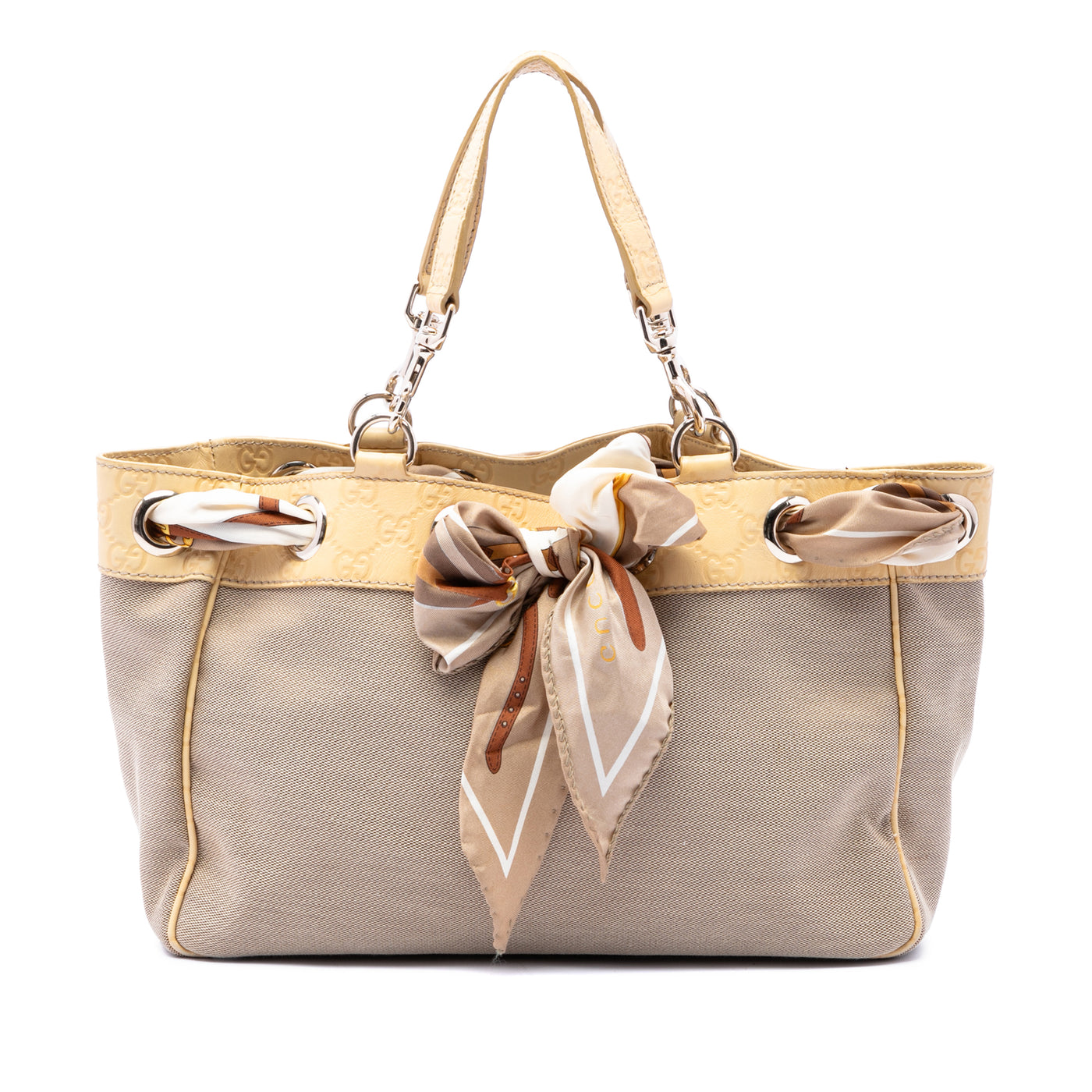 Medium Guccissima Trimmed Canvas Positano Tote - Image 1