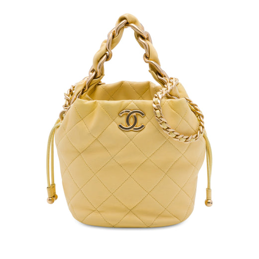 CC Quilted Lambskin Drawstring Bucket Bag - Image 1