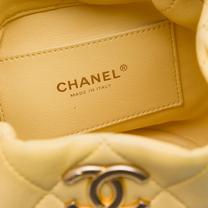 CC Quilted Lambskin Drawstring Bucket Bag - Image 5