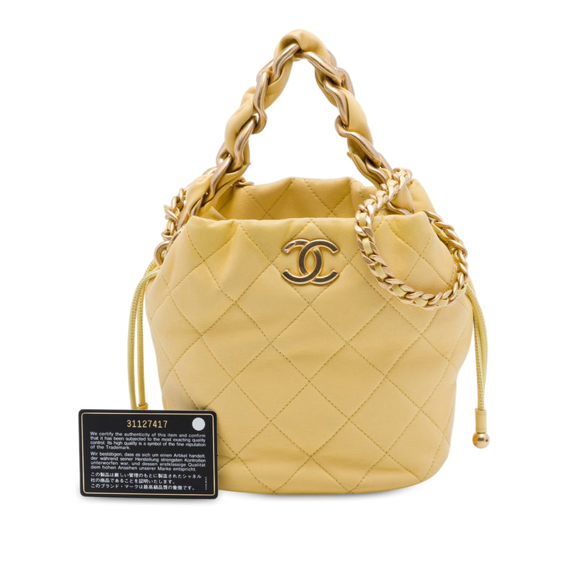 CC Quilted Lambskin Drawstring Bucket Bag - Image 7