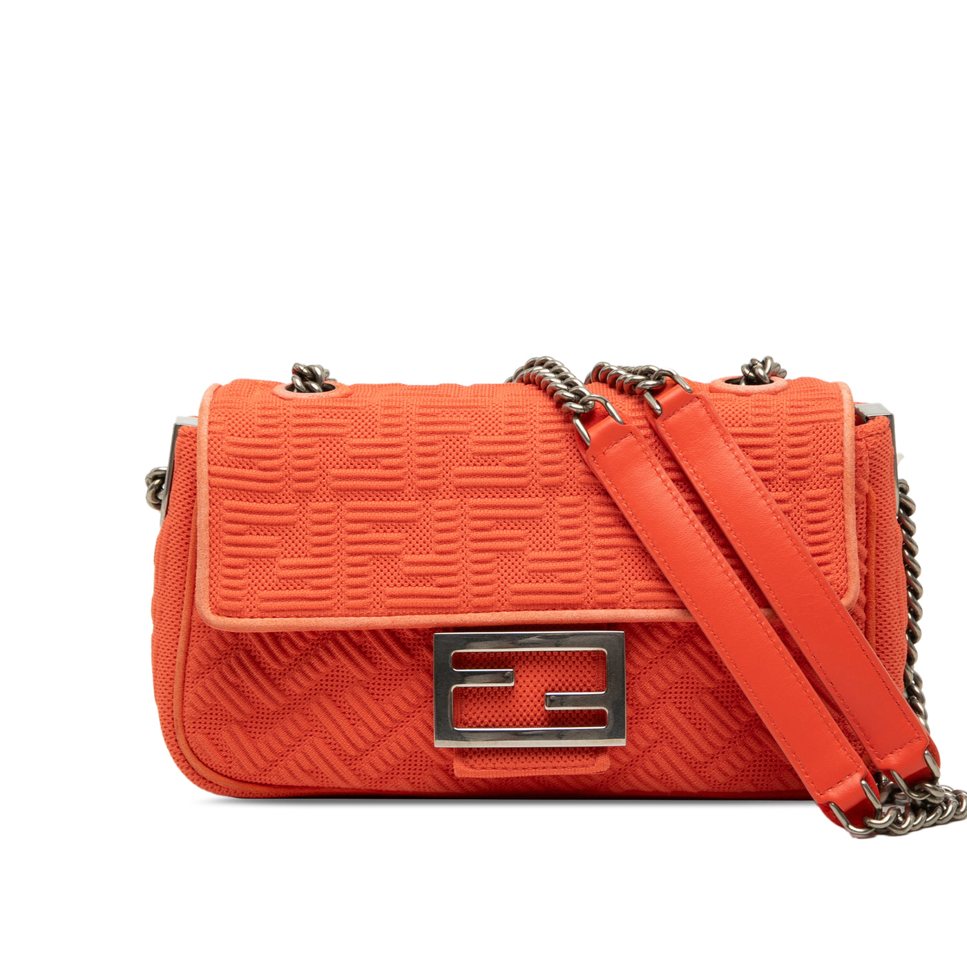Zucca Embossed Technical Fabric Chain Midi Baguette - Image 1