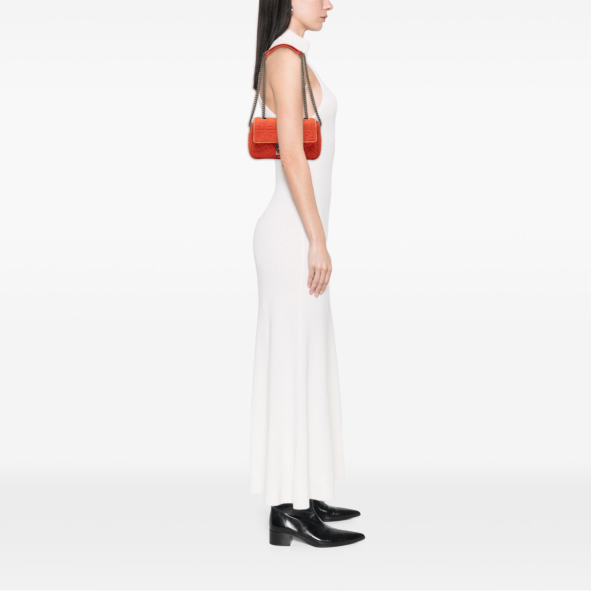 Zucca Embossed Technical Fabric Chain Midi Baguette - Image 7